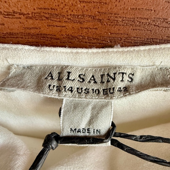 AllSaints Silver Studded Slip Mini Dress square neck sz 10 - Picture 8 of 9